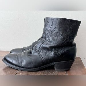 Vintage Long Haul Black Leather Short Western Boots Mens size 13 M